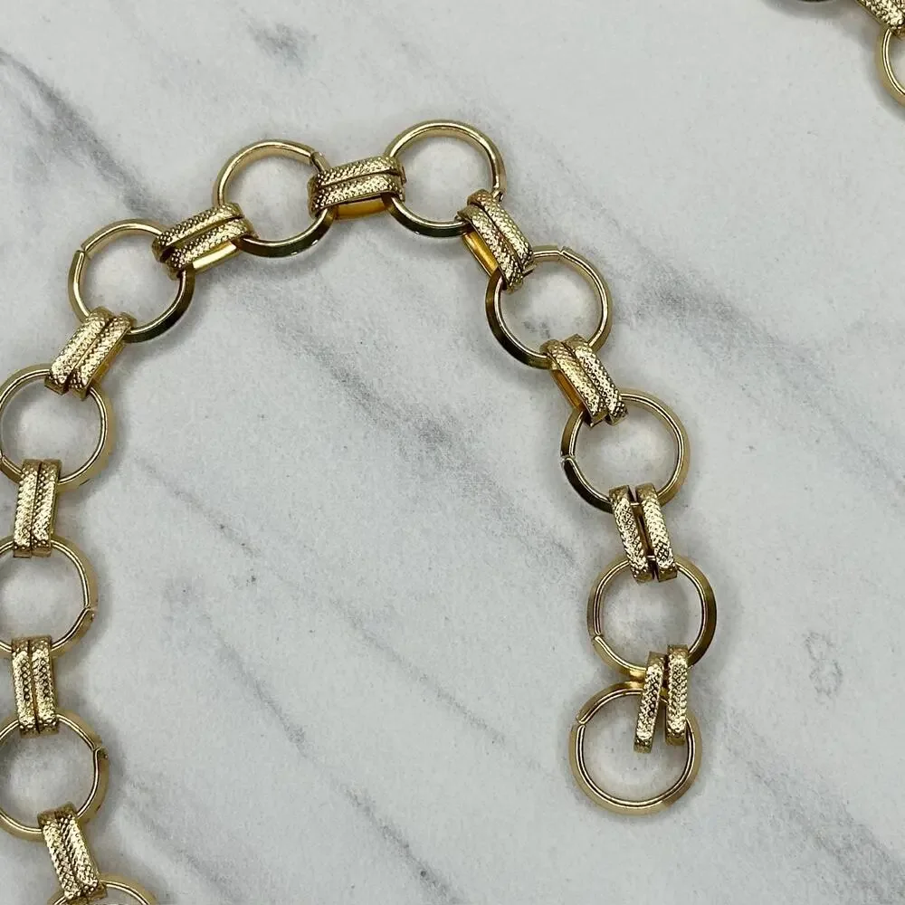 Gold Tone Open Hoop Metal Chain Link Belt Decorative O Ring One Size ✨